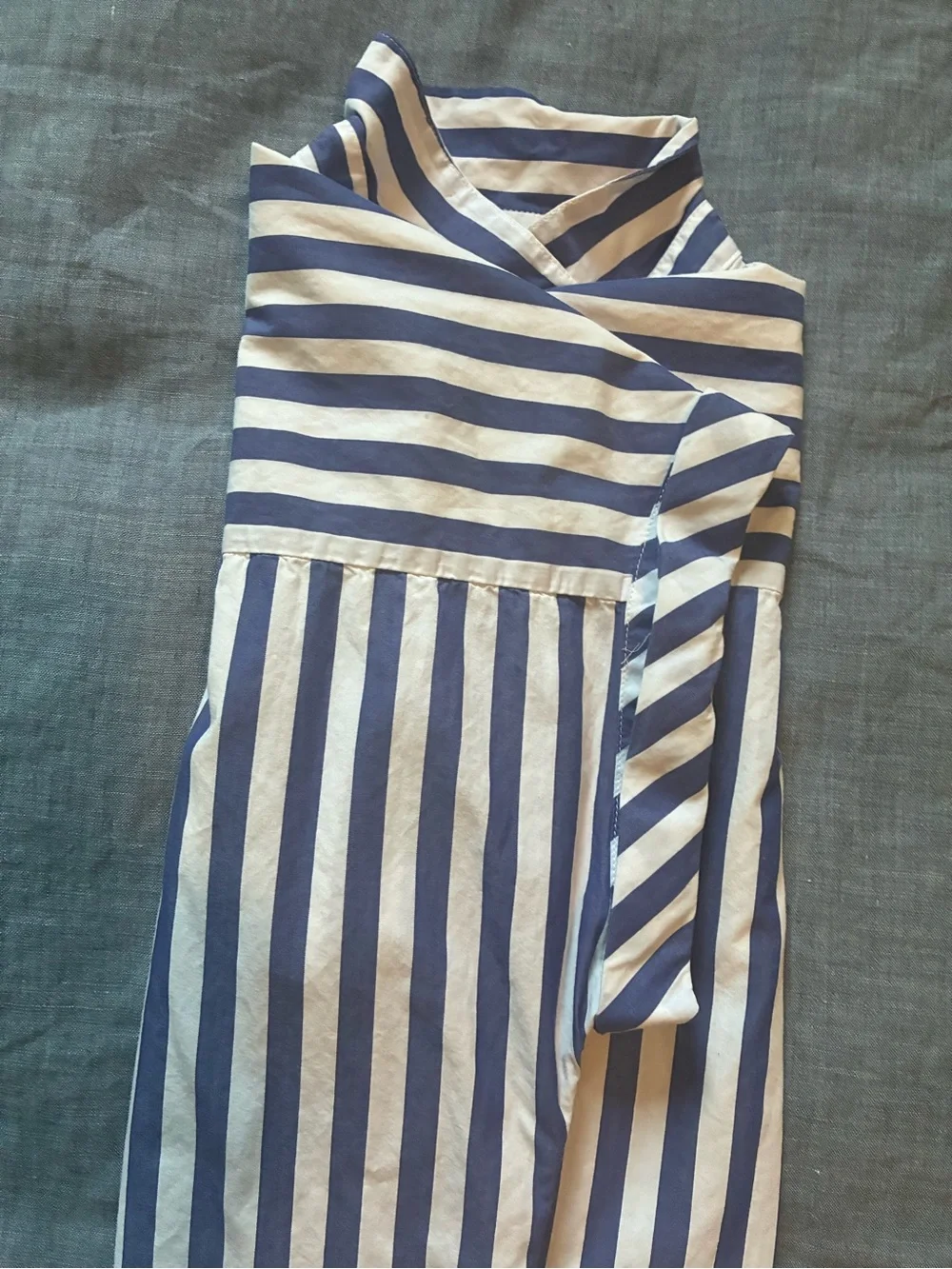 J. Crew Blue and White Vertical Stripe Short-Sleeve Button Shirt